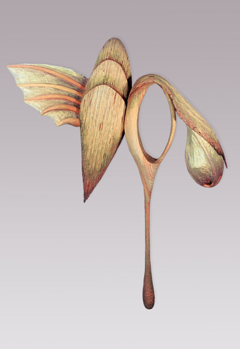 Escultura intitulada "Vessel #38—Birdsye" por Jeff Key, Obras de arte originais, Madeira