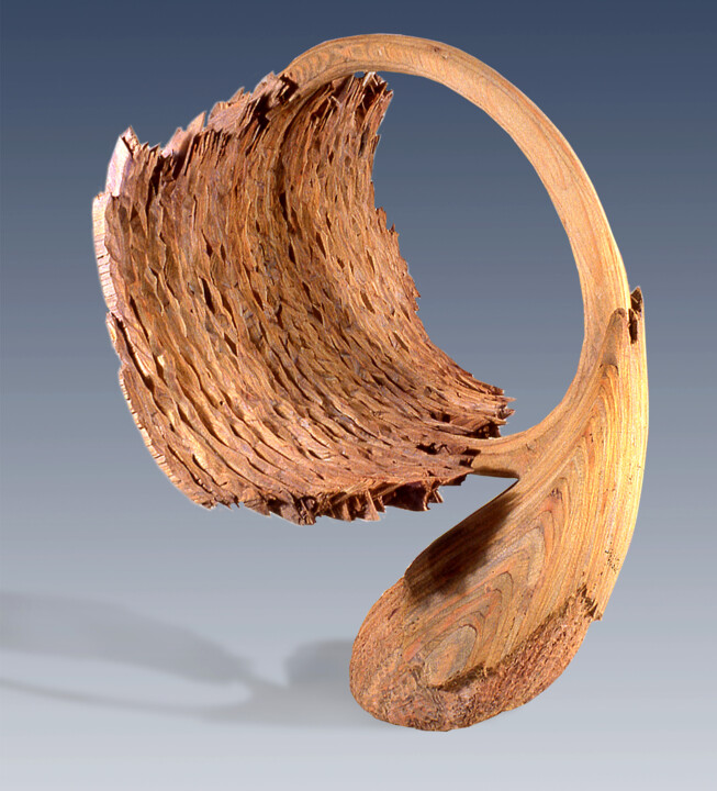 Skulptur mit dem Titel ""Vessel #47—Toward"" von Jeff Key, Original-Kunstwerk, Holz