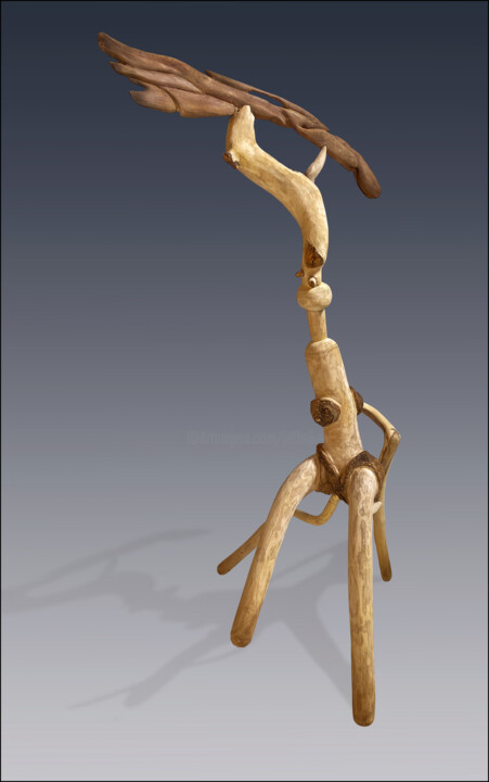 Sculpture intitulée ""Vessel #97—Hitch"" par Jeff Key, Œuvre d'art originale, Bois