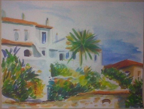 Painting titled "Villas Overlooking…" by Jeff Sterling, Original Artwork, Oil