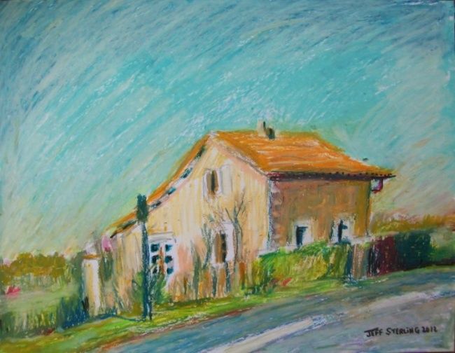 Malarstwo zatytułowany „Village House in Po…” autorstwa Jeff Sterling, Oryginalna praca, Olej