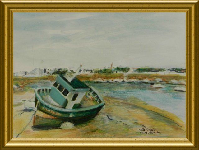 Pittura intitolato "Bateau de pêche sol…" da Jeff Sterling, Opera d'arte originale, Olio