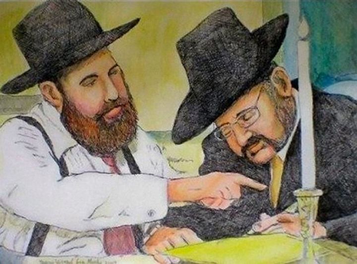 Painting titled "Talmudic Scholars -…" by Jeff Sterling, Original Artwork, Acrylic