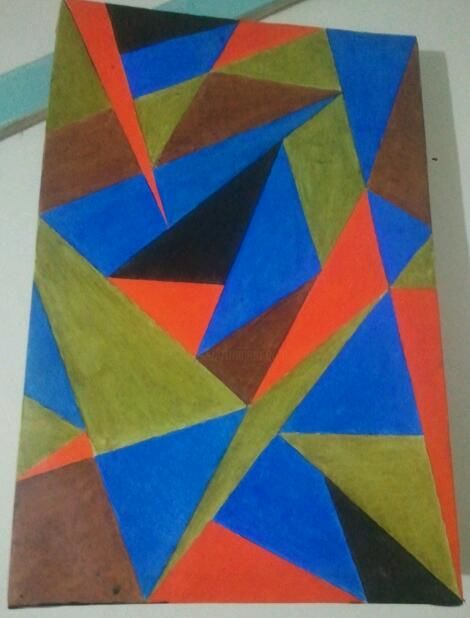 Painting titled "triangles-abstract-…" by Jeffxclusive, Original Artwork, Oil