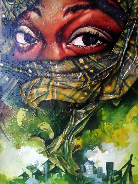 Peinture intitulée "regard d'Afrique" par Le (F)Éni(X), Œuvre d'art originale