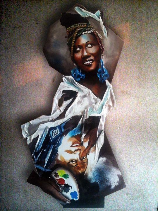 Painting titled "Reflet Africain" by Le (F)Éni(X), Original Artwork