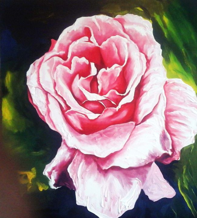 Painting titled "Rose" by Le (F)Éni(X), Original Artwork