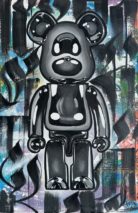 Ζωγραφική με τίτλο "Bearbrick Black" από Jekaterina Afonina, Αυθεντικά έργα τέχνης, Ακρυλικό