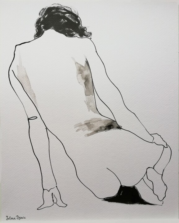 Tekening getiteld "Nude XIV" door Jelena Djokic, Origineel Kunstwerk, Inkt