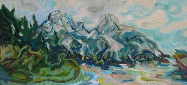 Painting titled "Mountain" by Jelena Djokic, Original Artwork