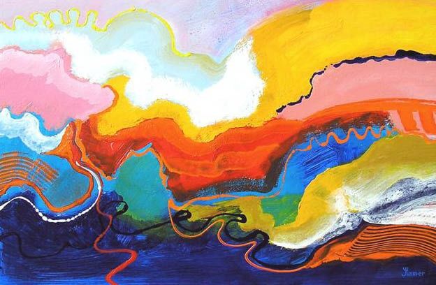 Картина под названием "abstract in rood 3" - Jelly Timmer, Подлинное произведение искусства