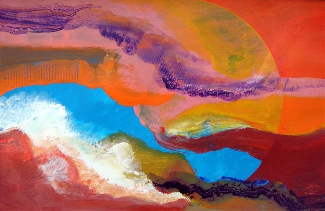 Картина под названием "abstract in rood 4" - Jelly Timmer, Подлинное произведение искусства