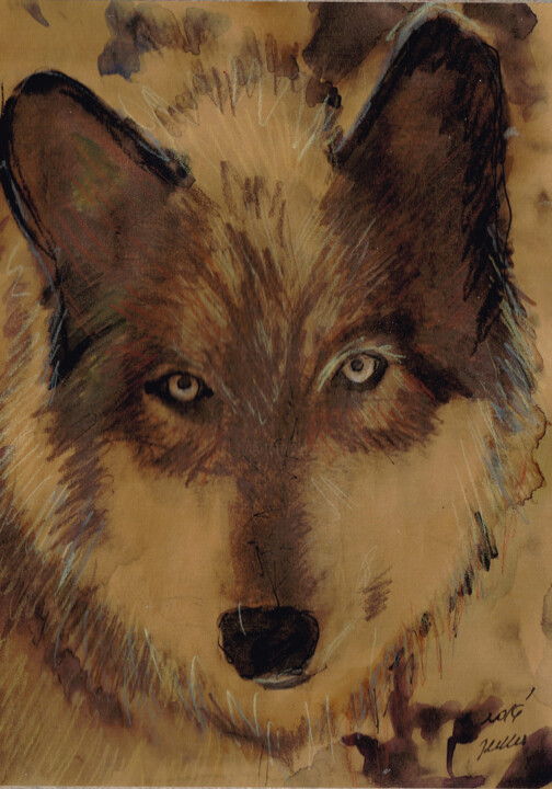 Malerei mit dem Titel "wolf7" von Jena Polak, Original-Kunstwerk, Aquarell