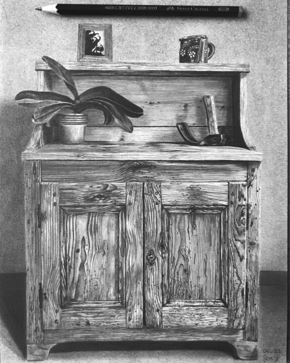 Dessin intitulée "Mon petit meuble" par Jendrw, Œuvre d'art originale, Graphite