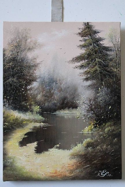 Painting titled "" Лесное озеро "" by Jenius, Original Artwork