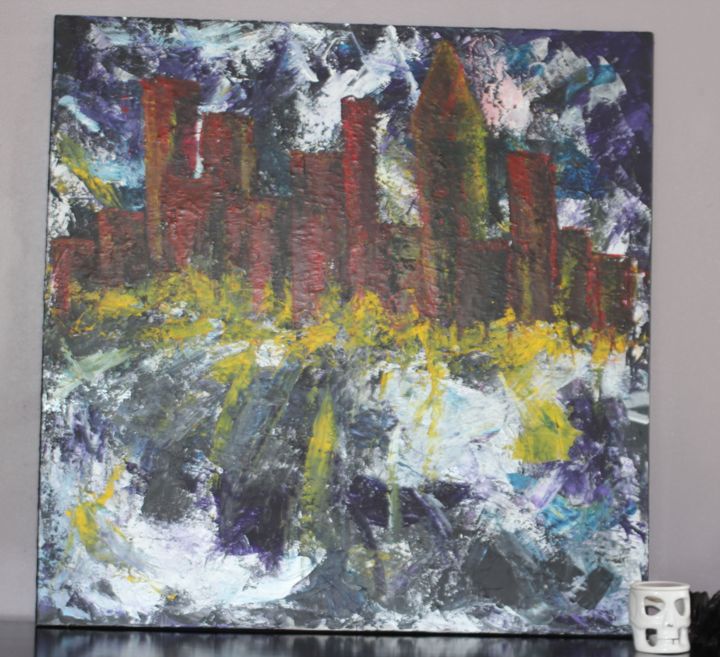 Painting titled "Lost City" by Jenius, Original Artwork, Acrylic