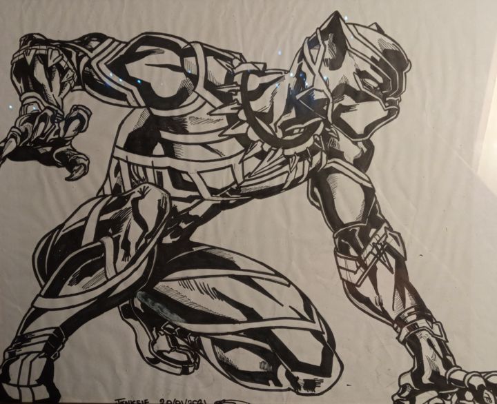 Drawing titled "Black panther marke…" by Jenksie, Original Artwork, Marker