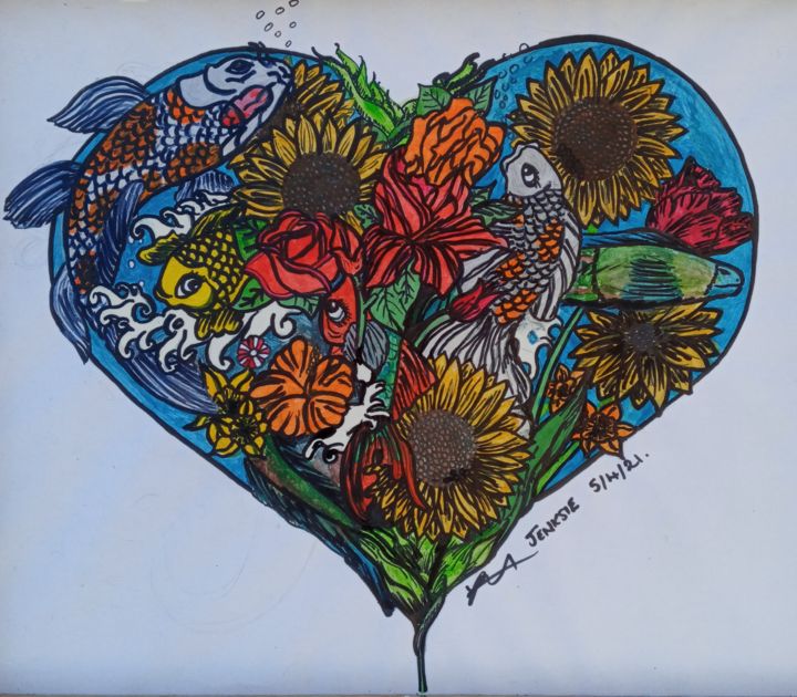 Pintura titulada "Jenksies sunflower…" por Jenksie, Obra de arte original, Acrílico
