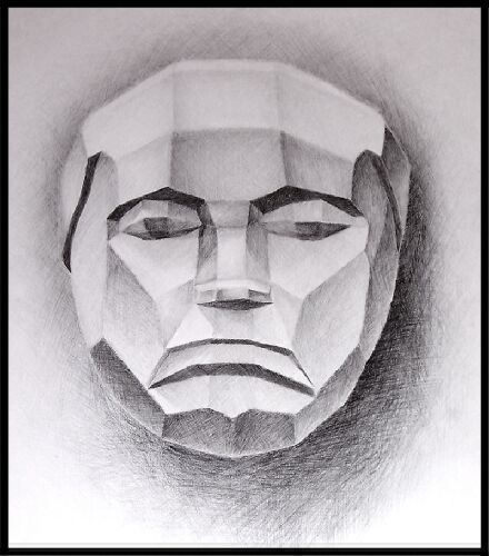 half robot face drawing