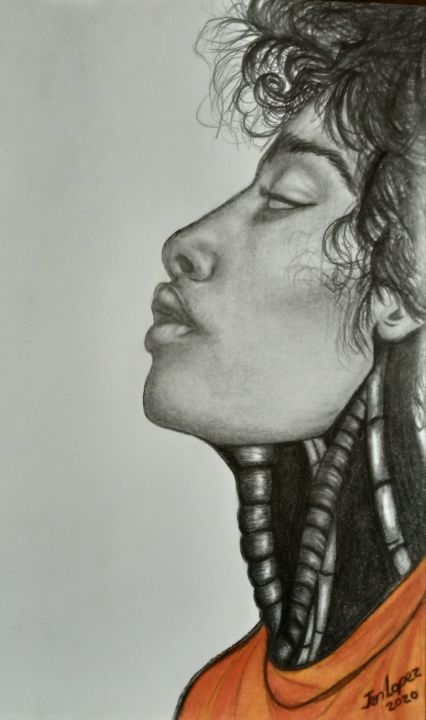 Tekening getiteld "Mujer 2.0" door Jennifer Lopez, Origineel Kunstwerk, Grafiet