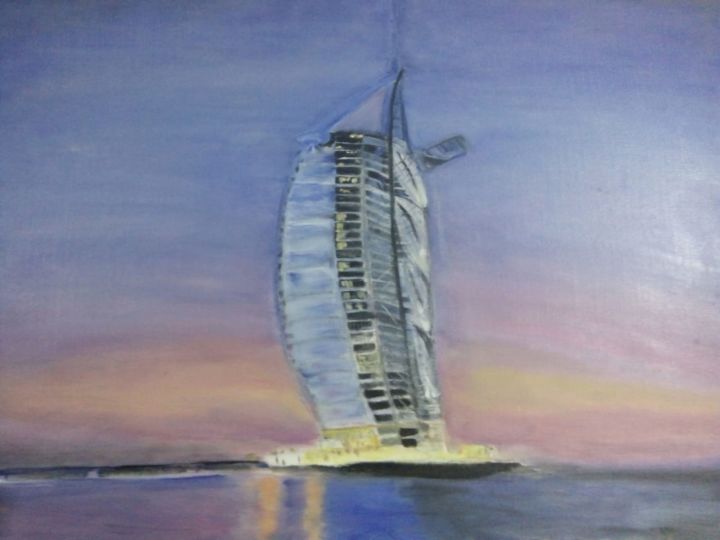 Painting titled "Burj Ul Arab" by Sana Shahzad, Original Artwork, Oil
