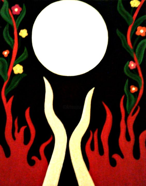 Painting titled "Fire Into Flowers,…" by Jennifer Webb, Original Artwork, Oil