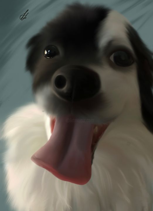 Digital Arts titled "Happy dog" by Jennifer Werner, Original Artwork, Digital Painting