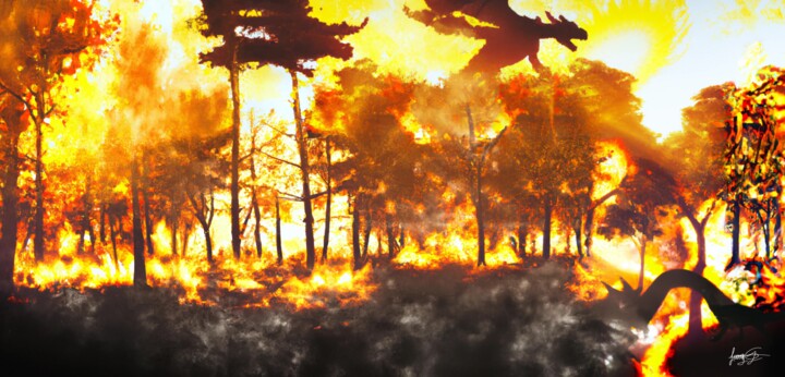 Arts numériques intitulée "Forest Fire" par Jenny'Genn, Œuvre d'art originale, Peinture numérique