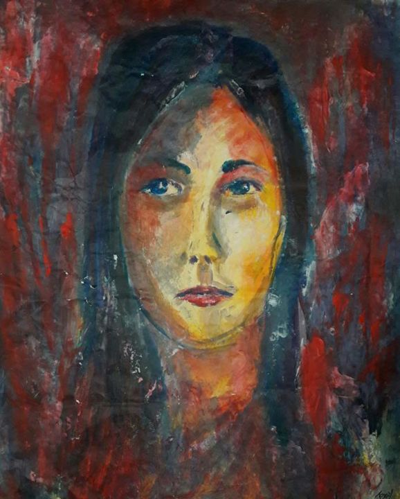 Painting titled "Selfportrait" by Jenny Rys, Original Artwork, Acrylic