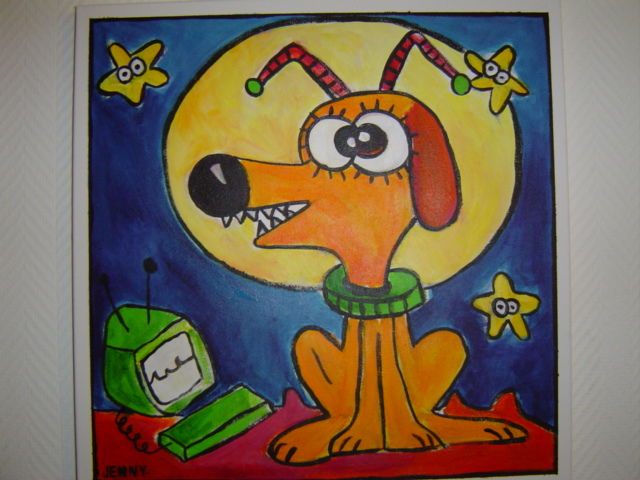 「chien E.T」というタイトルの絵画 Jennyによって, オリジナルのアートワーク