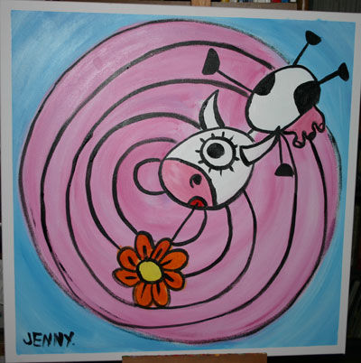 Dessin intitulée "Cow rose" par Jenny, Œuvre d'art originale