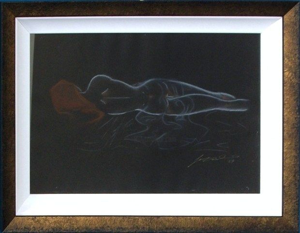 Drawing titled "Dreaming Lady" by Jenny D Alessio, Original Artwork