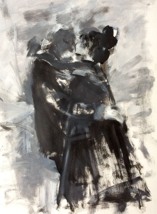 Peinture intitulée "Couple" par Jenny Darrot, Œuvre d'art originale, Encre