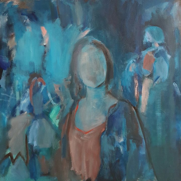 Pintura titulada "Leurre bleu" por Jenny Darrot, Obra de arte original, Oleo