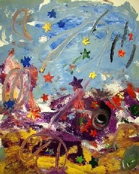 Painting titled "Falling Stars" by Iospa Jenny, Original Artwork, Oil
