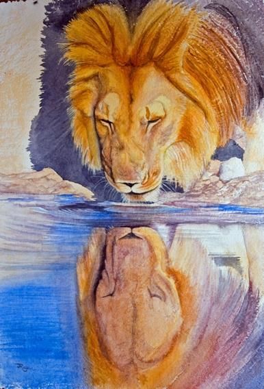 Painting titled "Reflective thirst" by Jenny Regan, Original Artwork