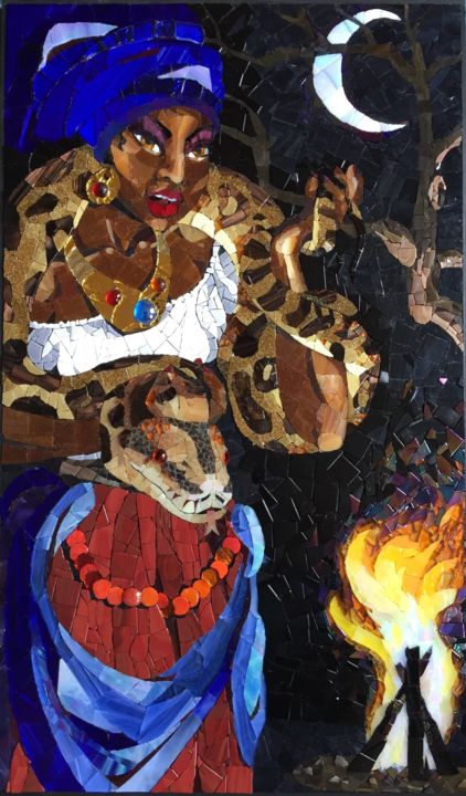 Collages getiteld "Marie Laveau" door Jenny Van Der Ree, Origineel Kunstwerk