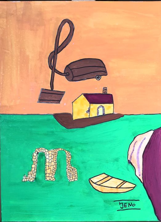 Peinture intitulée "L'aspirateur" par Jean-Eric Noël (Jeno), Œuvre d'art originale, Aquarelle