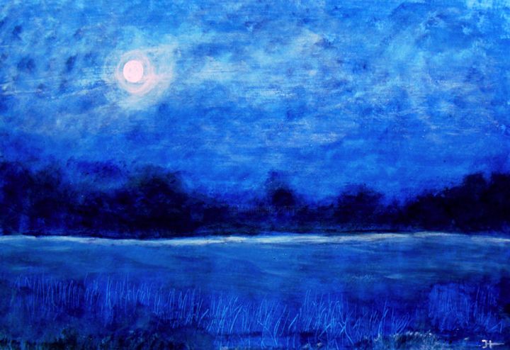 Malerei mit dem Titel "Blue Night" von Jens Hoffmann, Original-Kunstwerk, Acryl