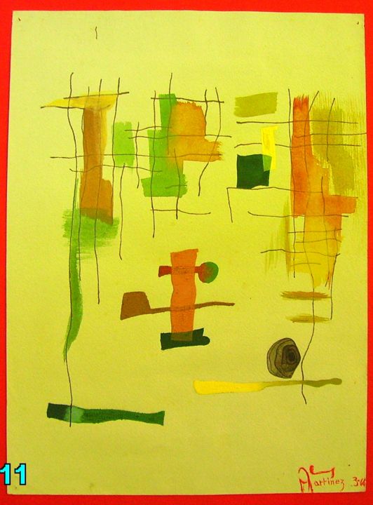 Картина под названием "cadres" - Jens, Подлинное произведение искусства, Гуашь