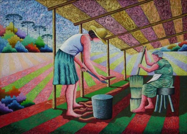 Painting titled "Diálogo Mudo no Pai…" by Jerci Maccari, Original Artwork, Oil