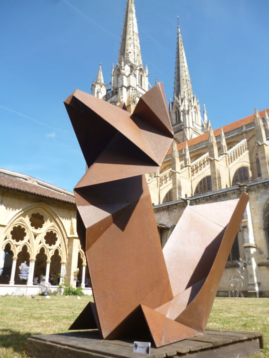 Skulptur mit dem Titel "Ecureuil" von Jérémiah B., Original-Kunstwerk, Metalle