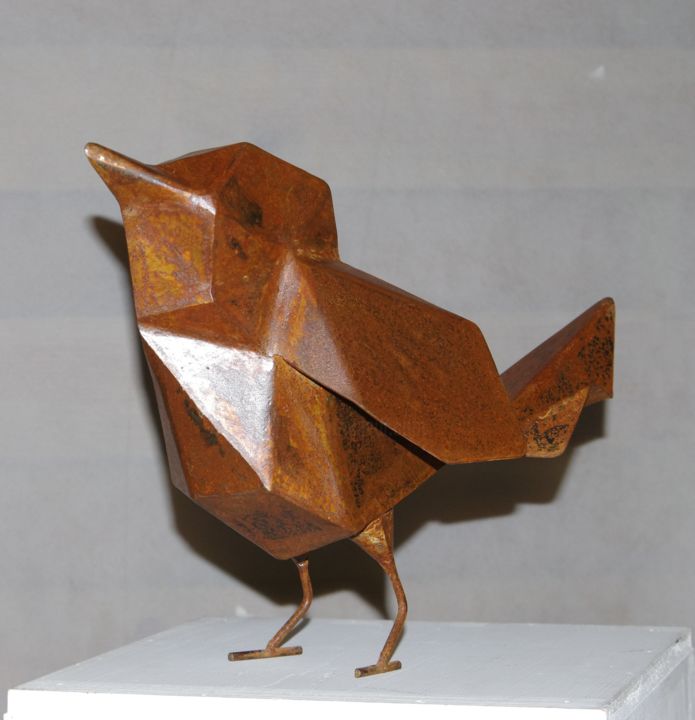 Sculpture titled "" Le Piaf "" by Jérémiah B., Original Artwork, Metals