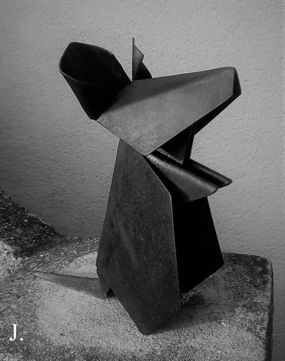 Skulptur mit dem Titel "Souris" von Jérémiah B., Original-Kunstwerk, Metalle