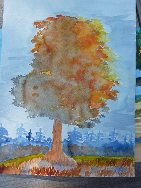 Peinture intitulée "arbre" par Jeremie Dessirier, Œuvre d'art originale, Aquarelle
