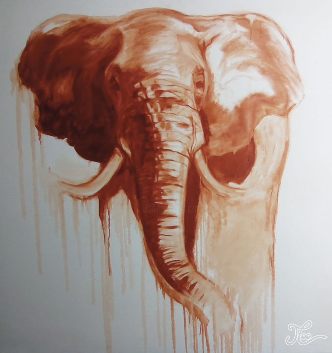 Peinture intitulée "Éléphant.jpg" par Jérémie Cauchard, Œuvre d'art originale, Huile