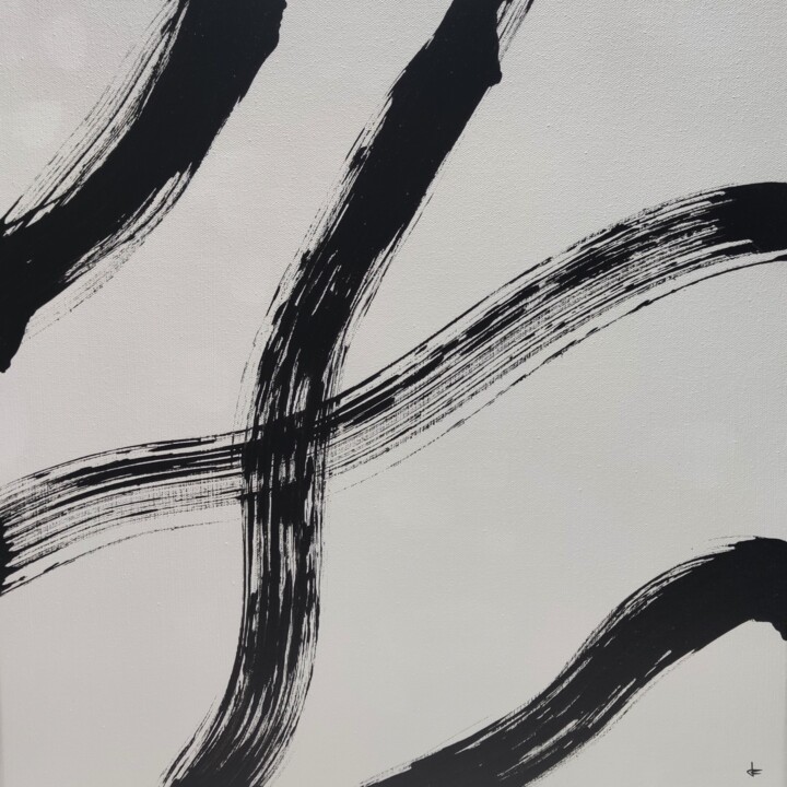 Malerei mit dem Titel "White and Black 6" von Jérémy Coutard, Original-Kunstwerk, Acryl