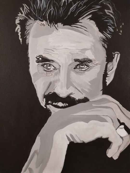 Pintura titulada "JOHNY HALLYDAY" por Jeremy Debaisieux, Obra de arte original, Acrílico