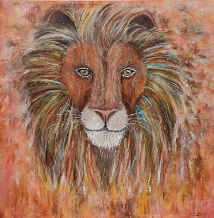 Malerei mit dem Titel "LION" von Jeremy Duforest, Original-Kunstwerk, Acryl