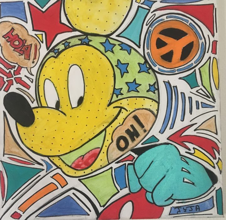 Painting titled "mickey-pop-art.jpg" by Jyja, Original Artwork, Acrylic